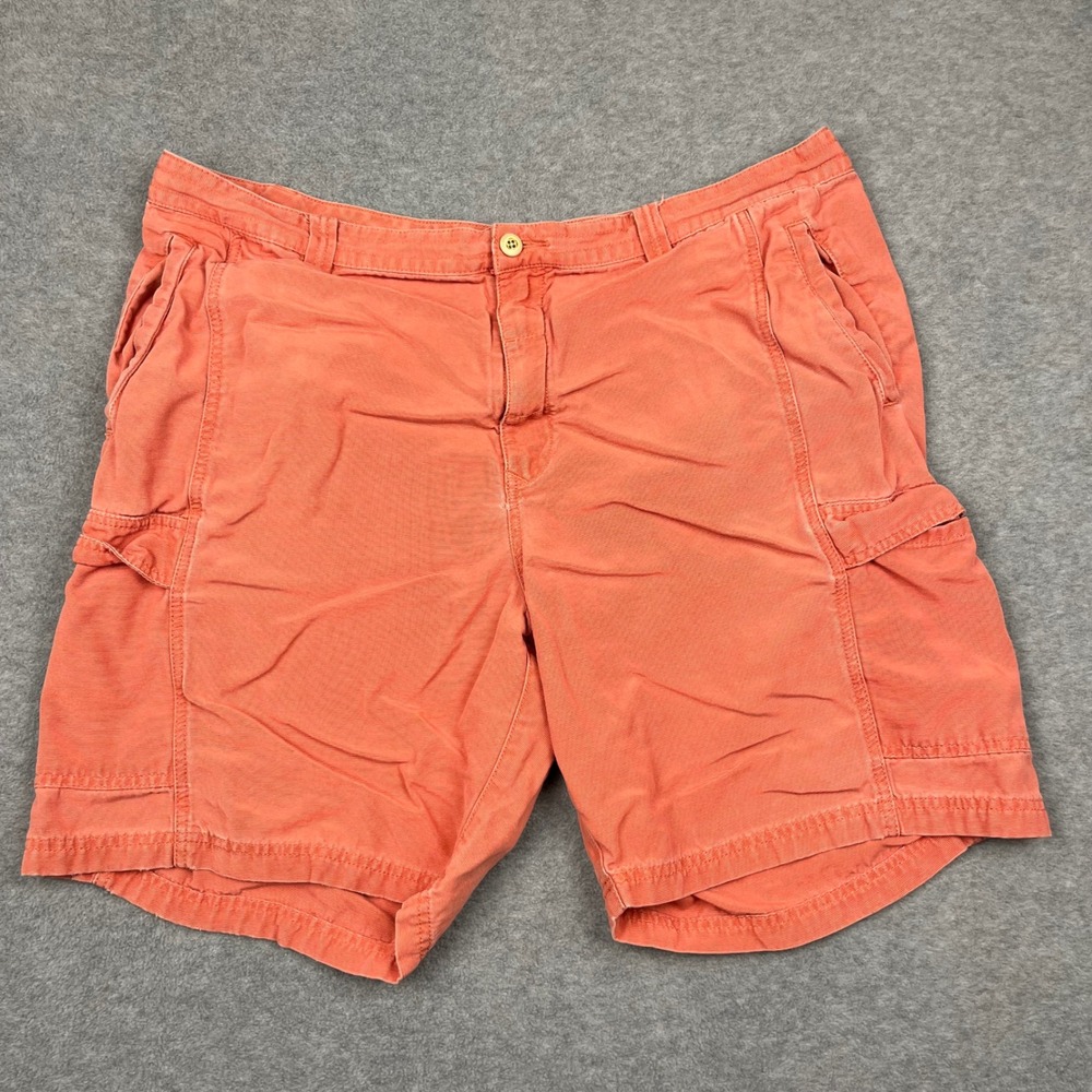 Tommy Bahama Cargo Shorts Men 42 Orange Relax Tencel Cotton Casual Tropical